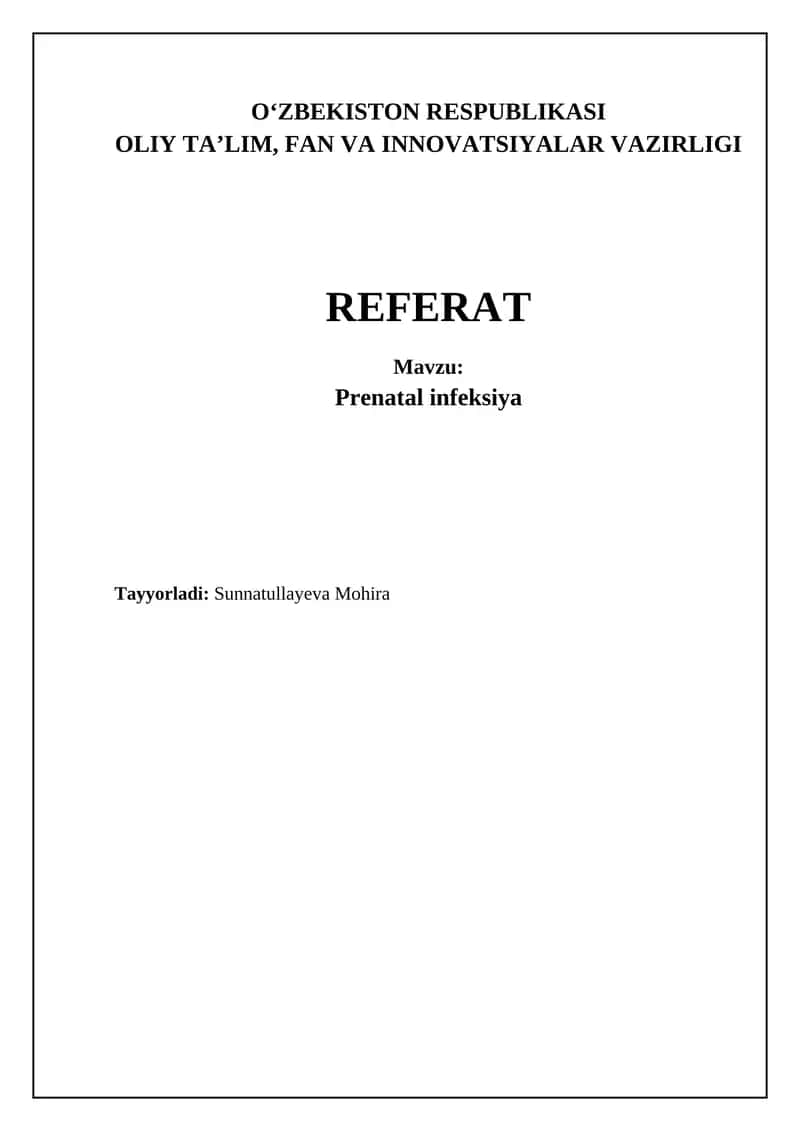 Prenatal infeksiya: Ta'rif va sabablari 1