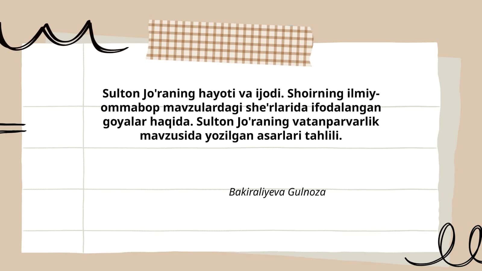 Sulton Jo'raning hayoti va ijodi 1
