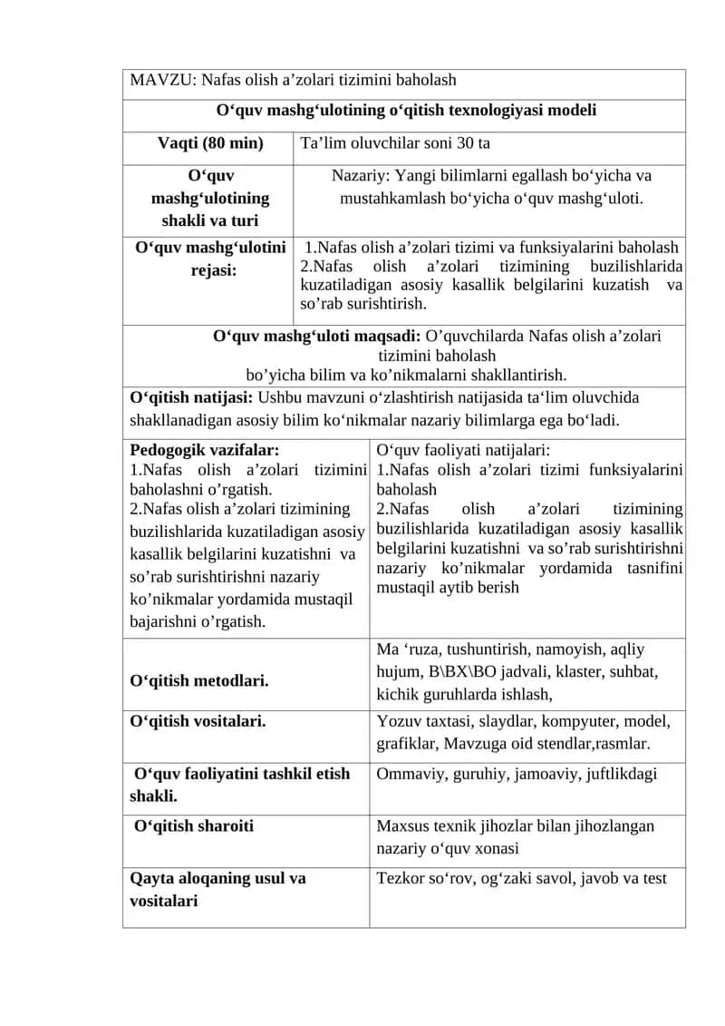 Nafas olish a’zolari tizimini baholash 1