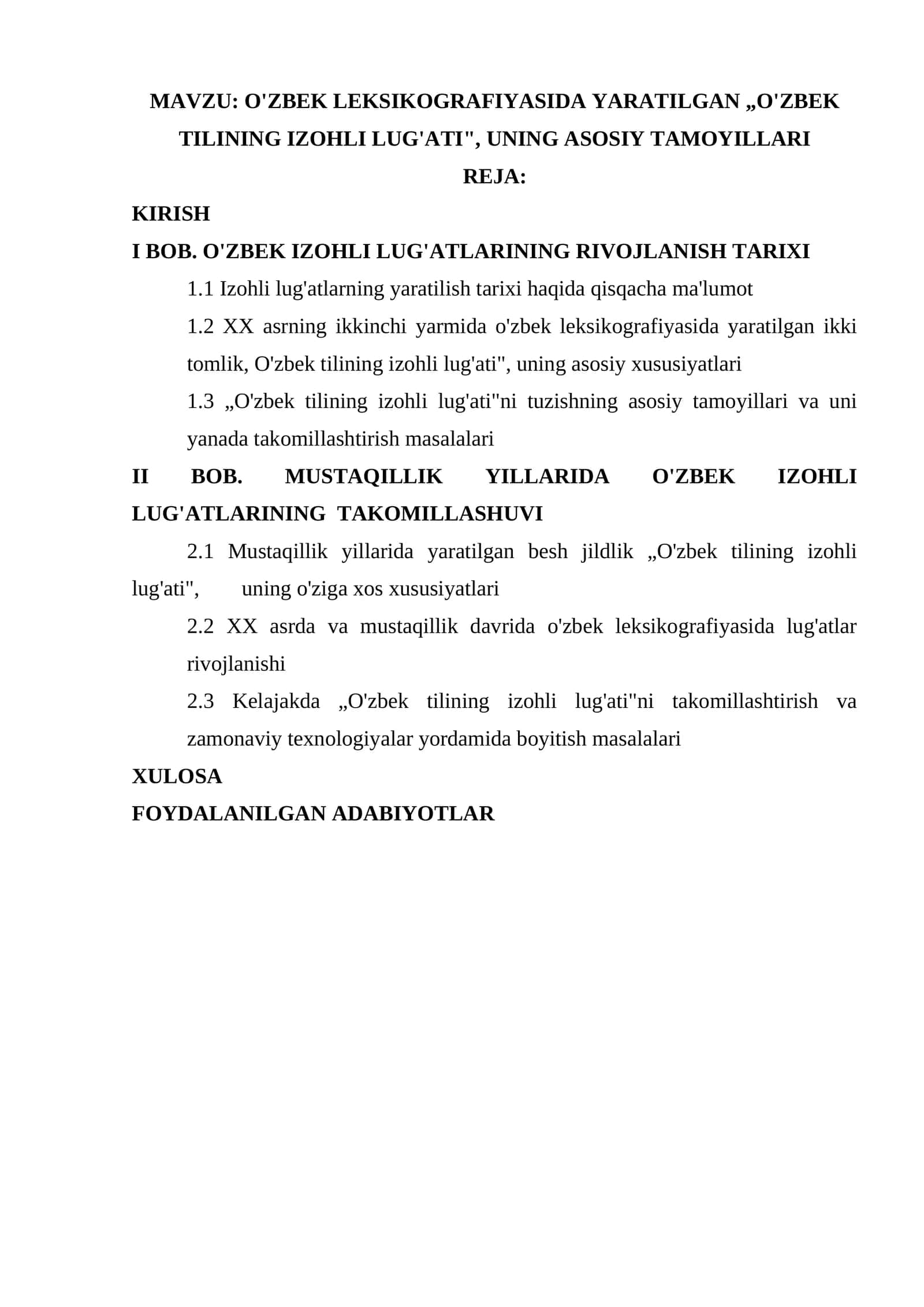 O'ZBEK LEKSIKOGRAFIYASIDA YARATILGAN „O'ZBEK TILINING IZOHLI LUG'ATI" 1