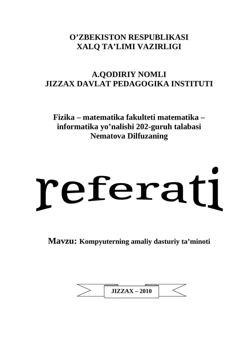 Kompyuterning amaliy dasturiy ta’minoti 1
