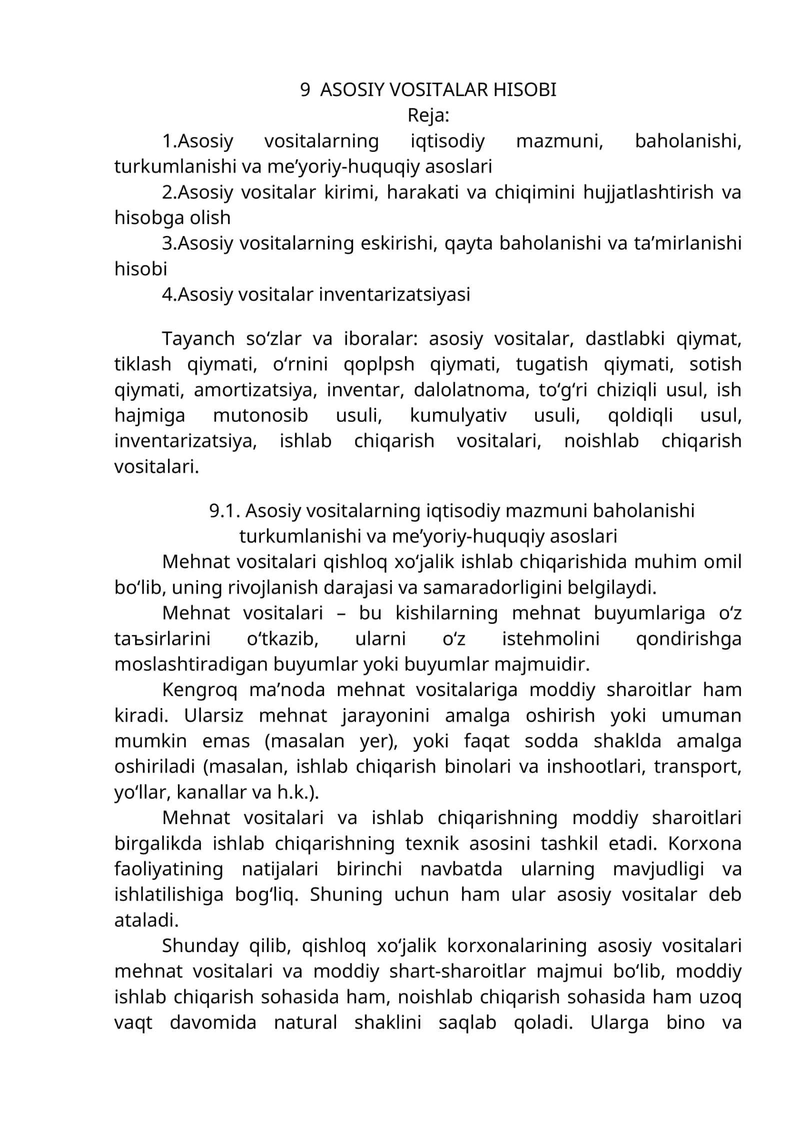 9 ASOSIY VOSITALAR HISOBI 1