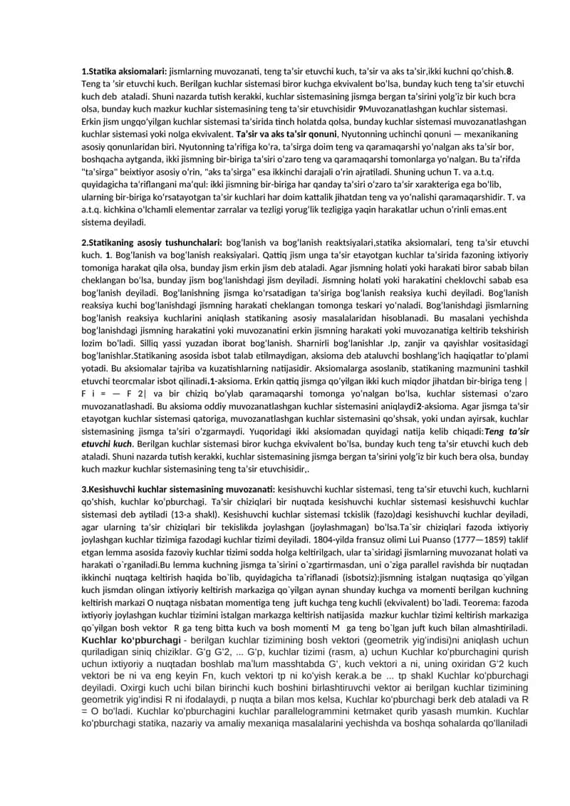 Statika aksiomalari 1