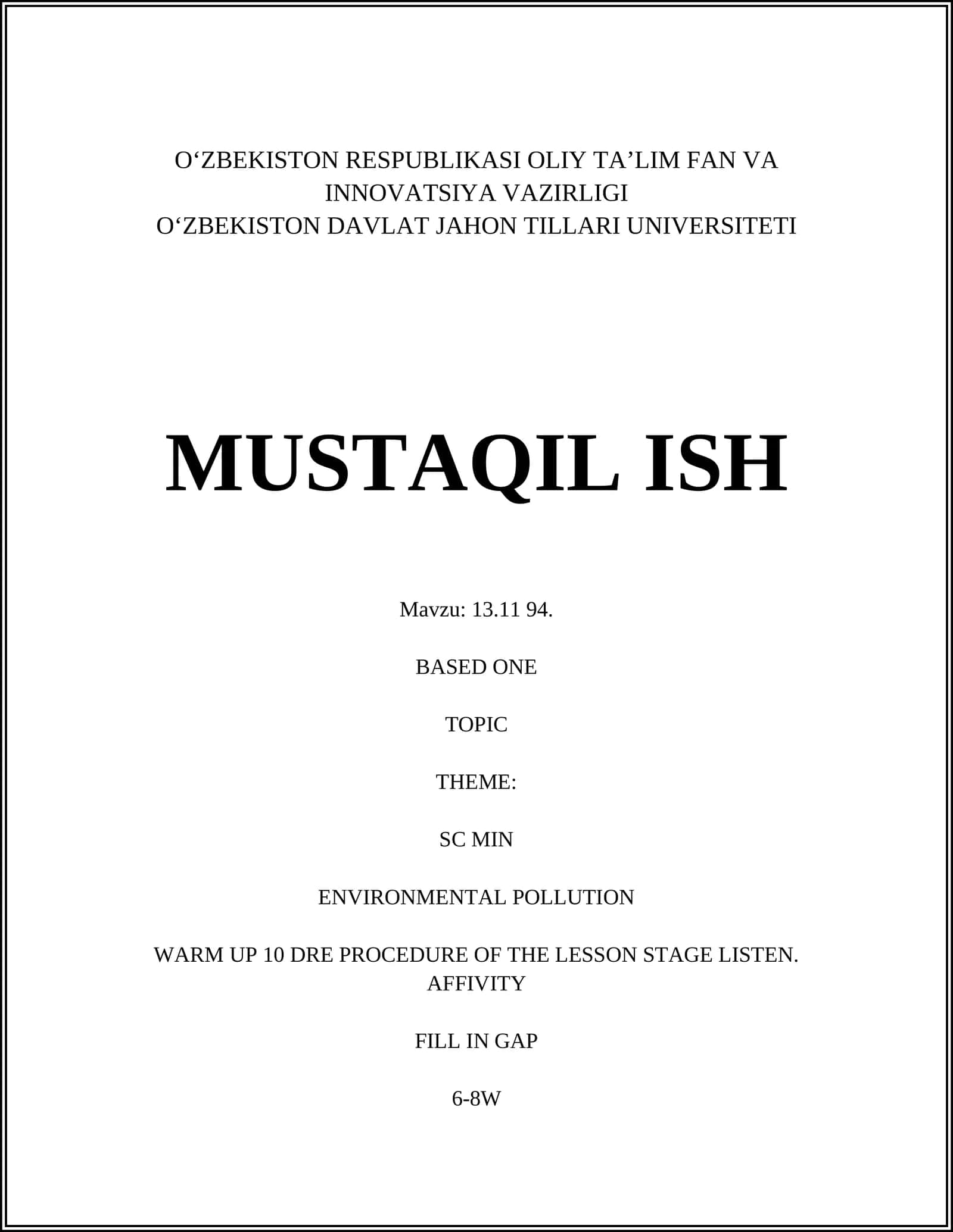 Environmental Pollution Lesson Plan 1
