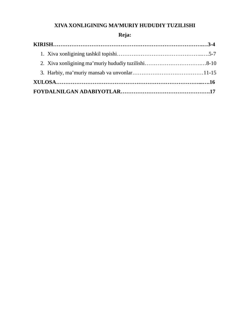 Xiva xonligining ma’muriy hududiy tuzilishi 1