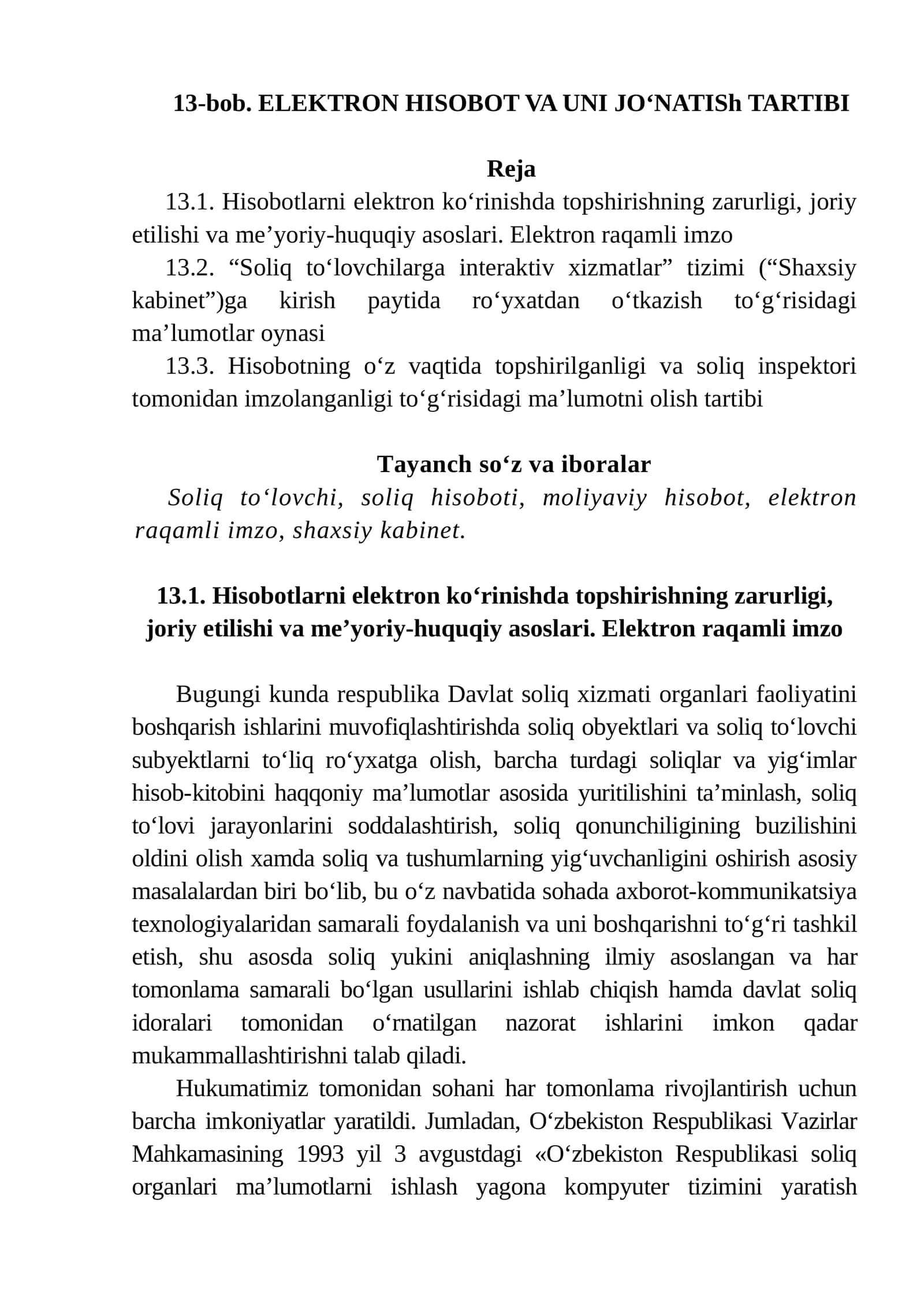 ELEKTRON HISOBOT VA UNI JO‘NATISh TARTIBI 1