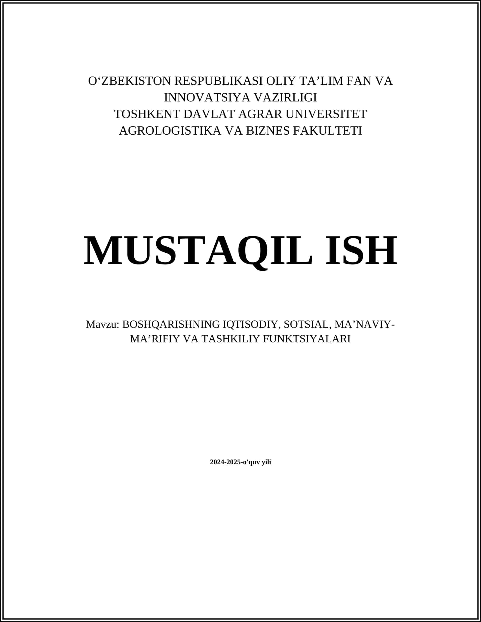 Boshqarishning iqtisodiy asoslari 1