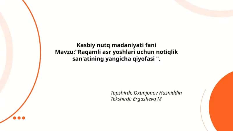 Kasbiy nutq madaniyati fani 1