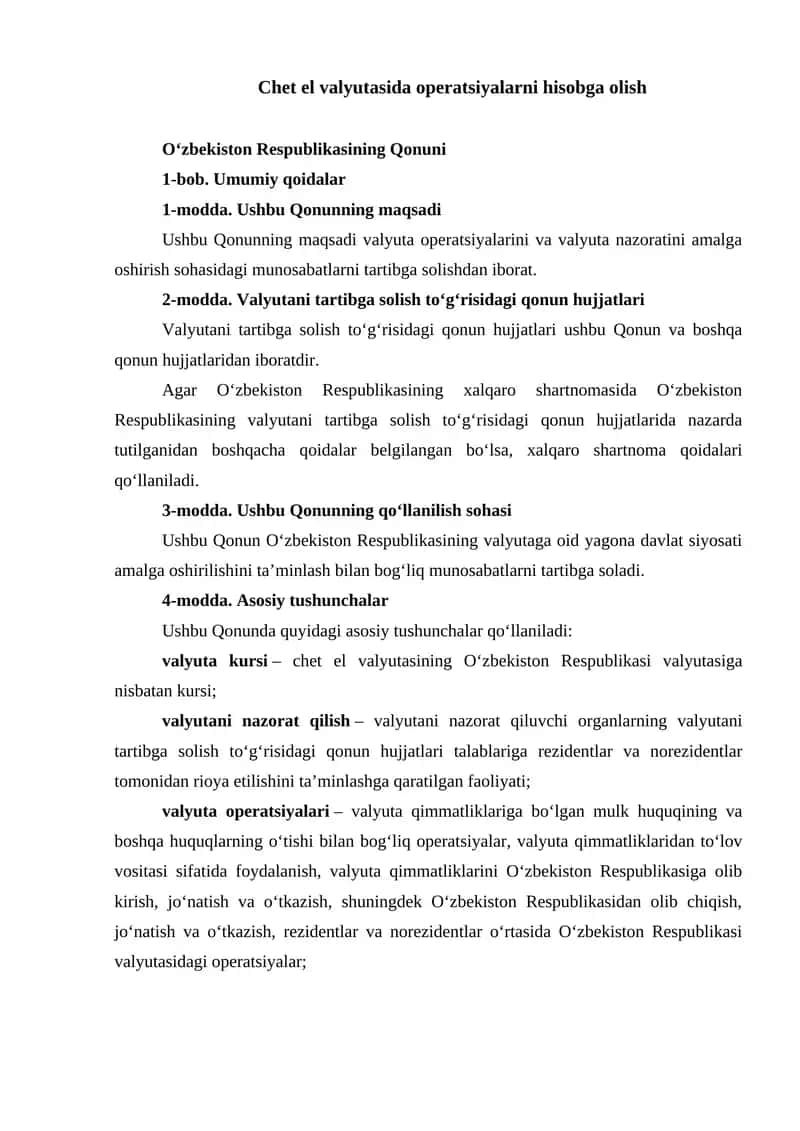 Chet el valyutasida operatsiyalarni hisobga olish 1