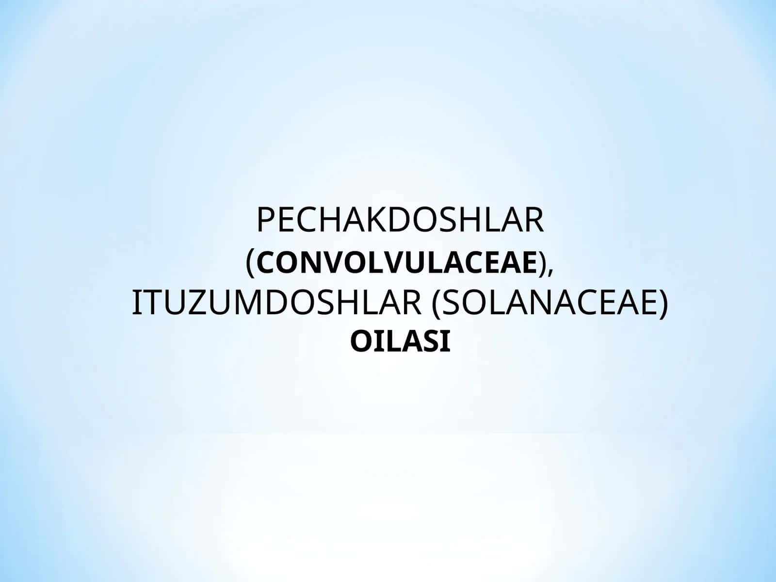 Pechakdoshlar (Convolvulaceae) va Ituzumdoshlar (Solanaceae) oilasi 1