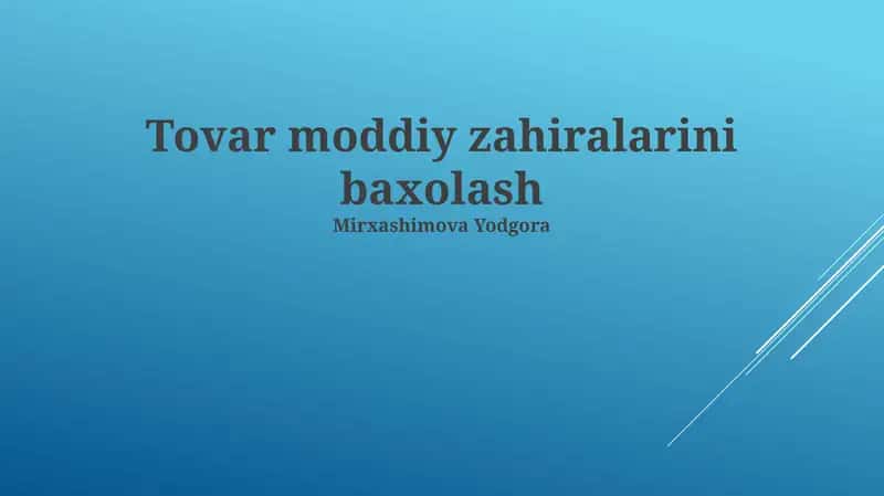Materiallar Zaxiralarini Baholash Usullari 1