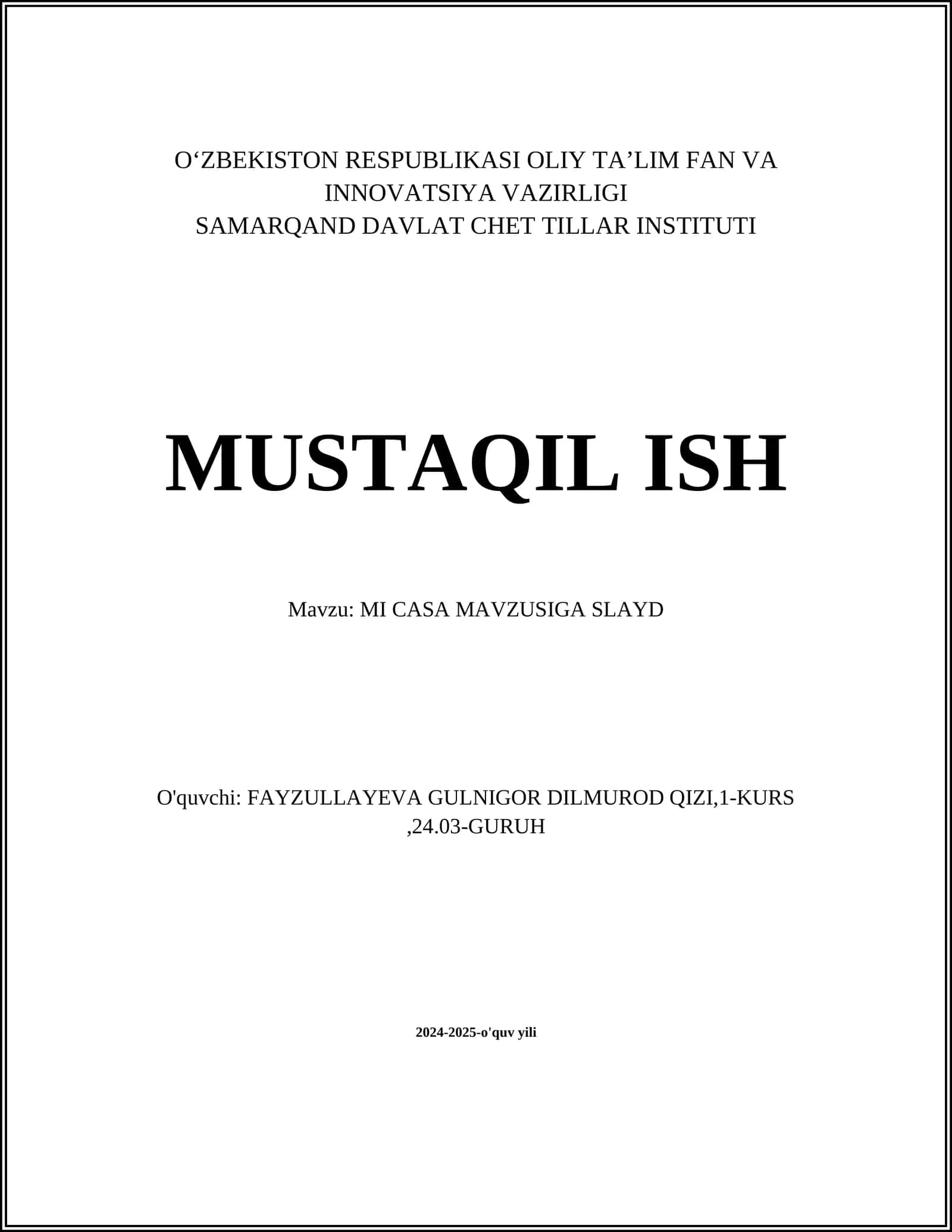 MI CASA MAVZUSIGA SLAYD 1