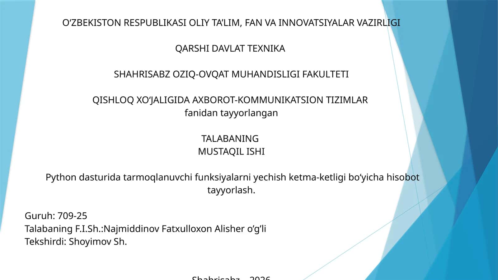 Axborot-Kommunikatsion Tizimlar 1