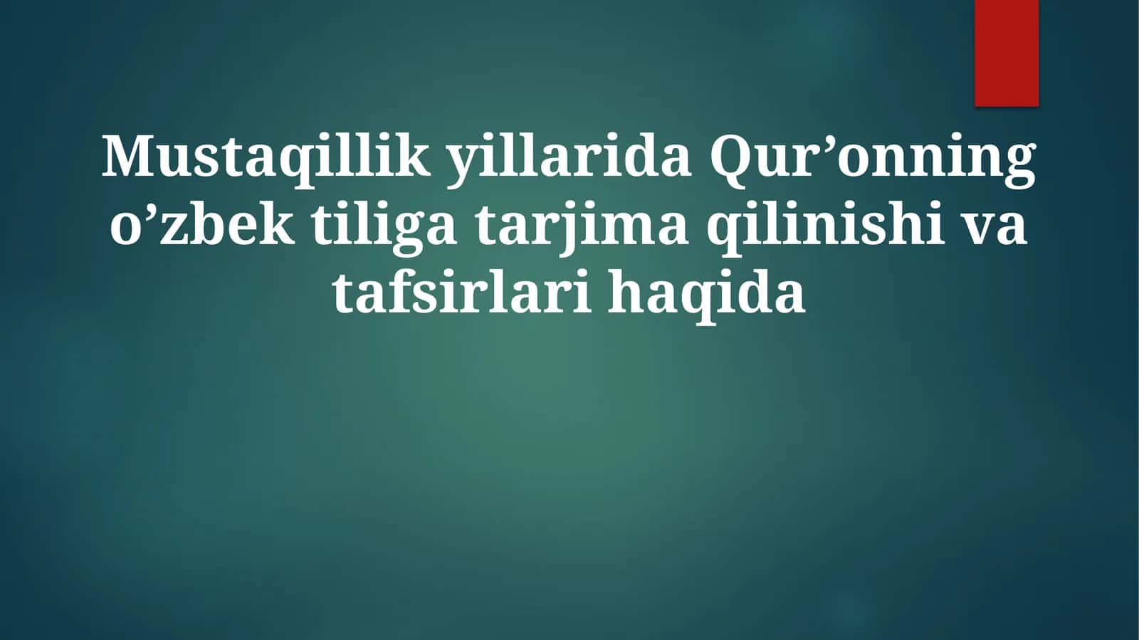 Mustaqillik Yillarida Qur'onning O'zbek Tiliga Tarjimalari 1