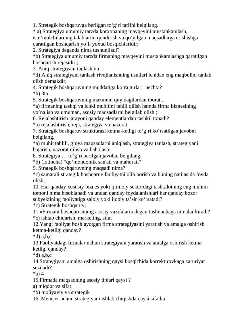 Stretegik boshqaruvning turlari 1