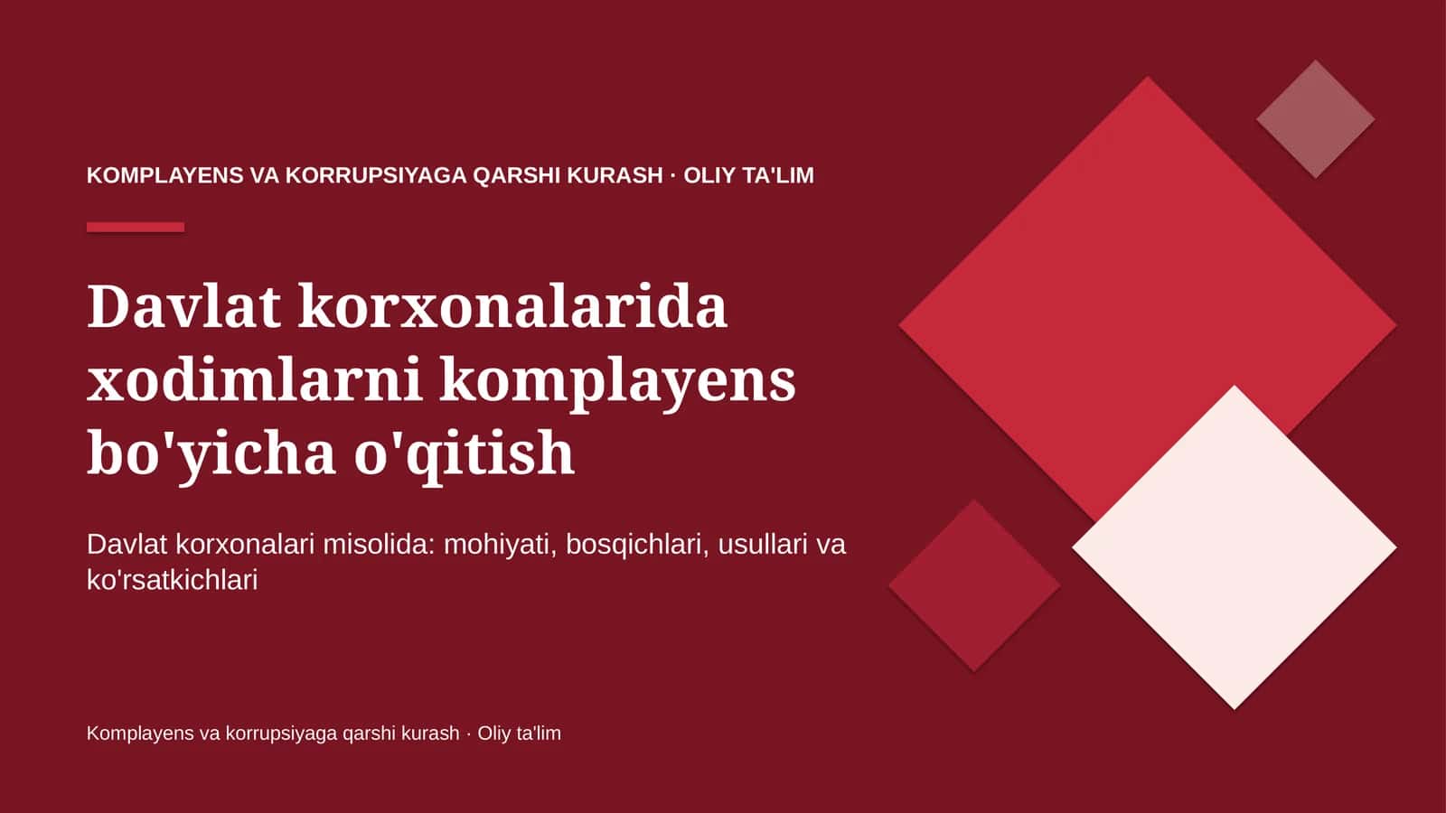 Xodimlarni komplayens bo'yicha o'qitish 1