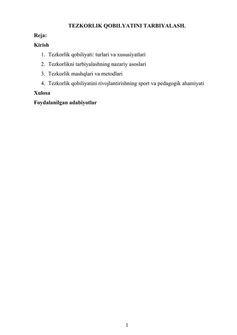 TEZKORLIK QOBILYATINI TARBIYALASH 1