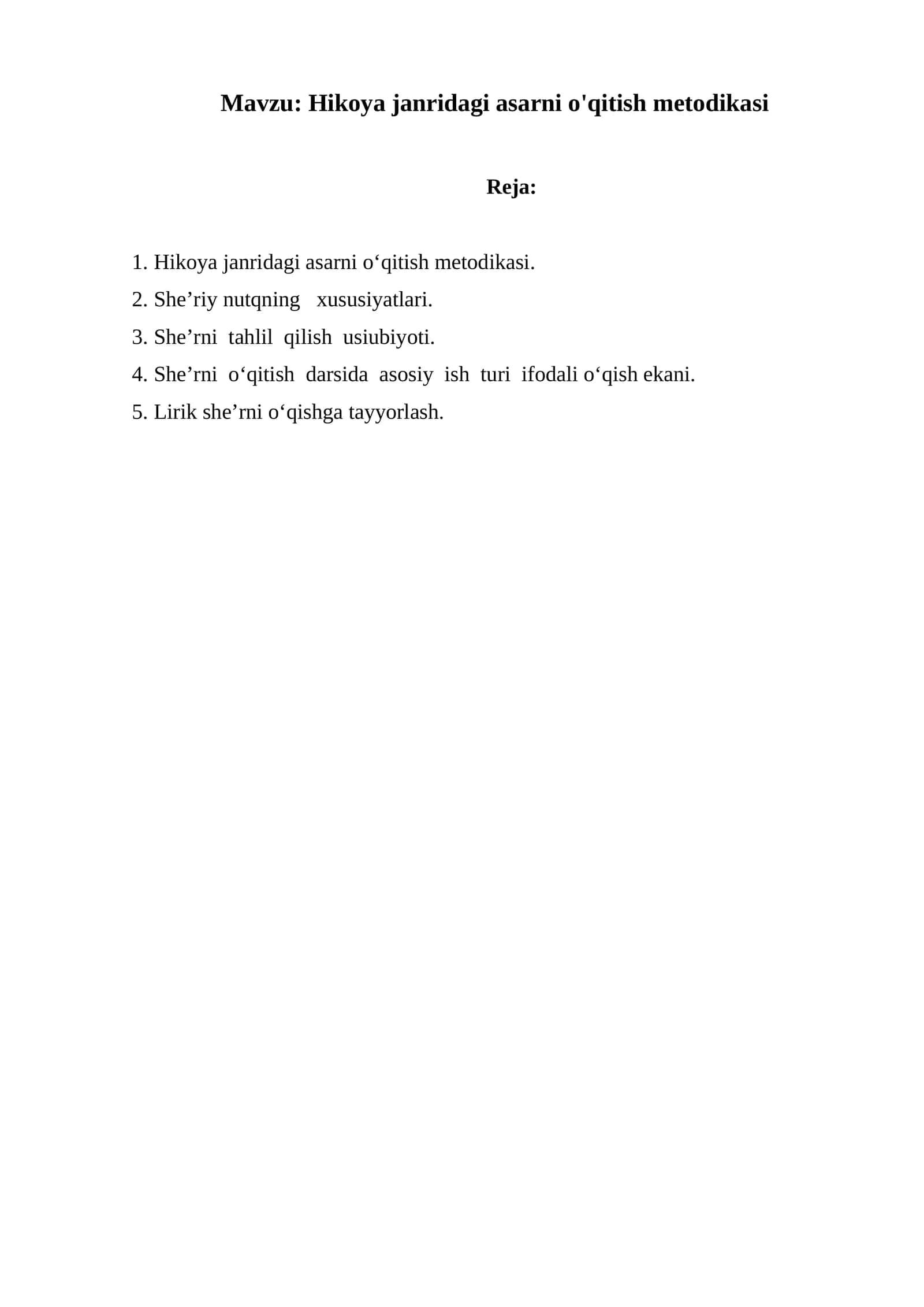 Hikoya janridagi asarni o'qitish metodikasi 1