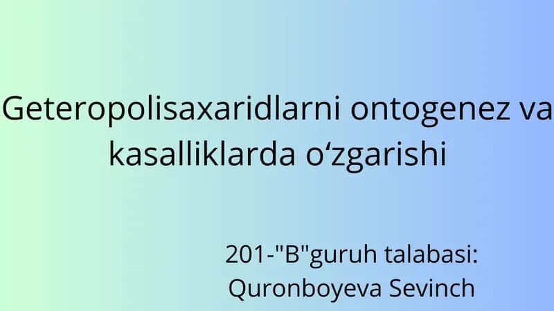 Geteropolisaxaridlar ontogenezi 1