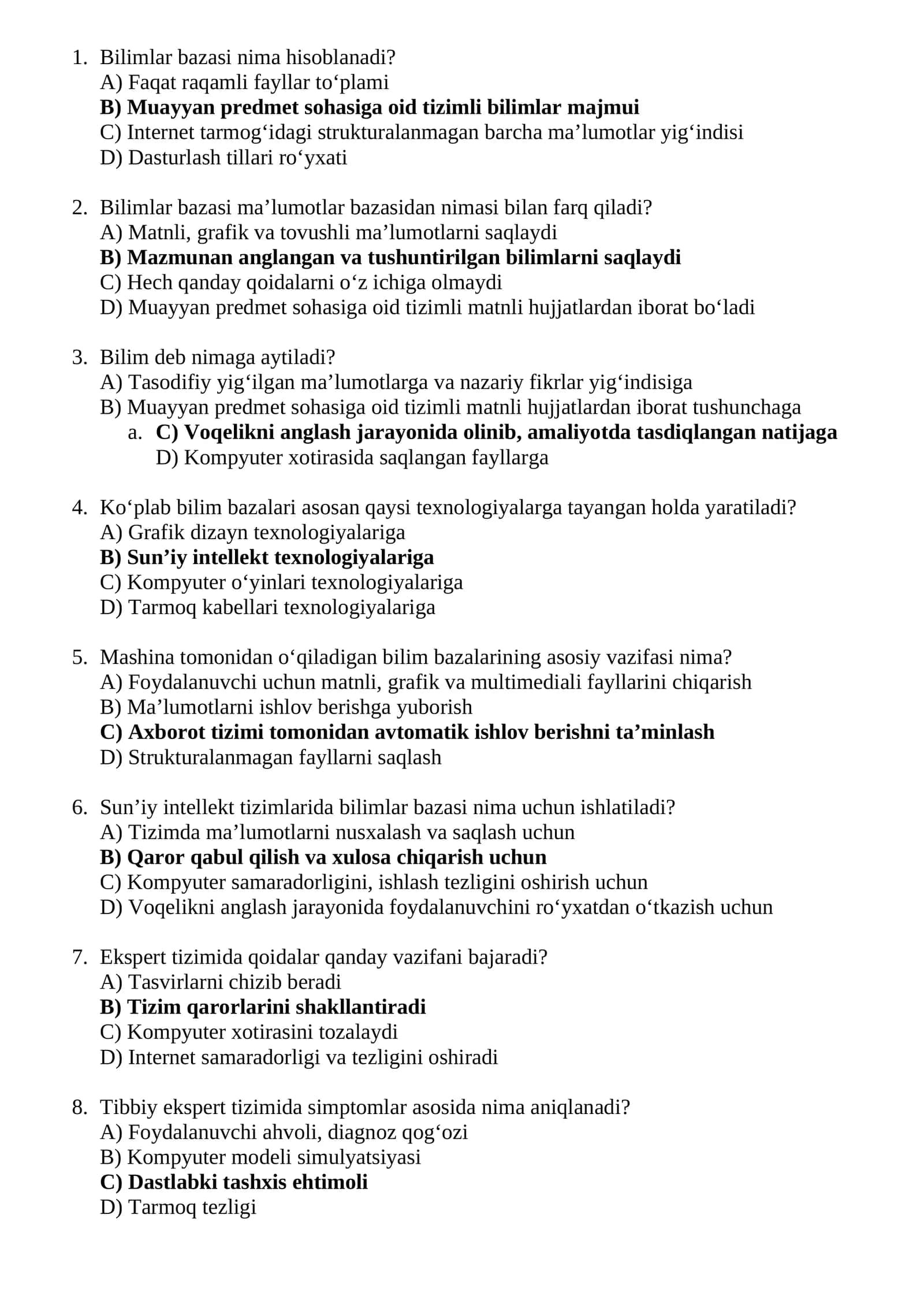 Bilimlar bazasi 1