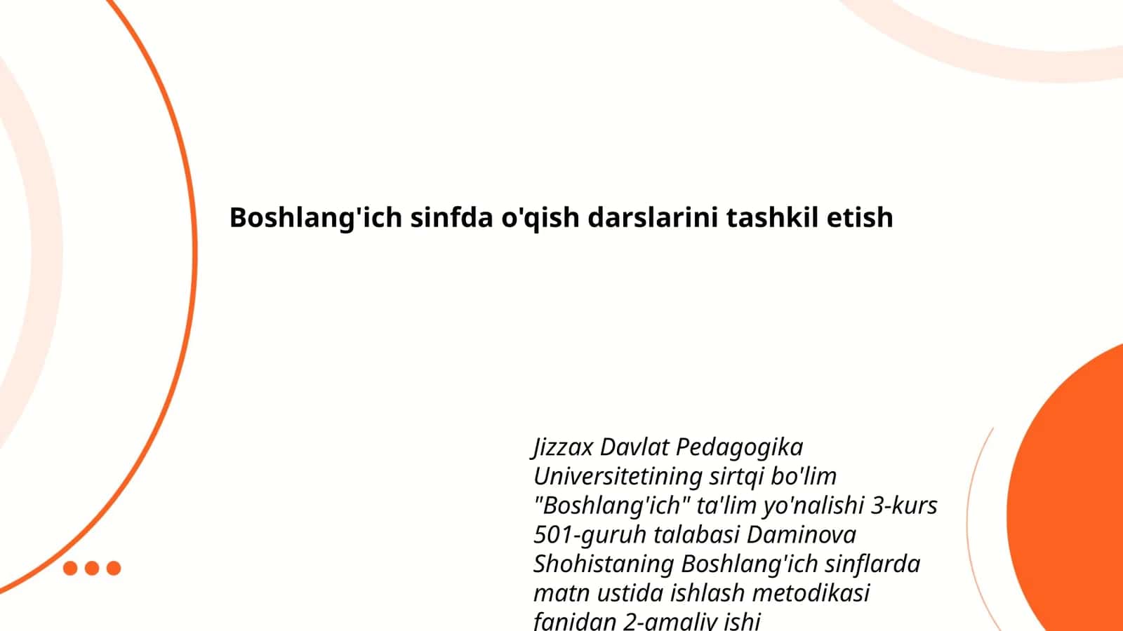 Boshlang'ich sinflarda matn ustida ishlash metodikasi 1