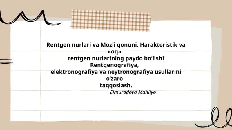 Rentgen nurlari va Mozli qonuni 1