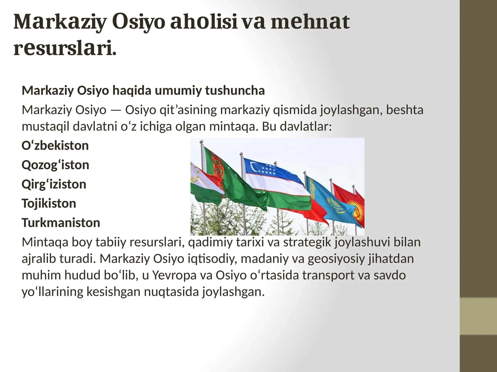 Mаrkаziy Оsiyo аhоlisi vа mеhnаt rеsurslаri 1
