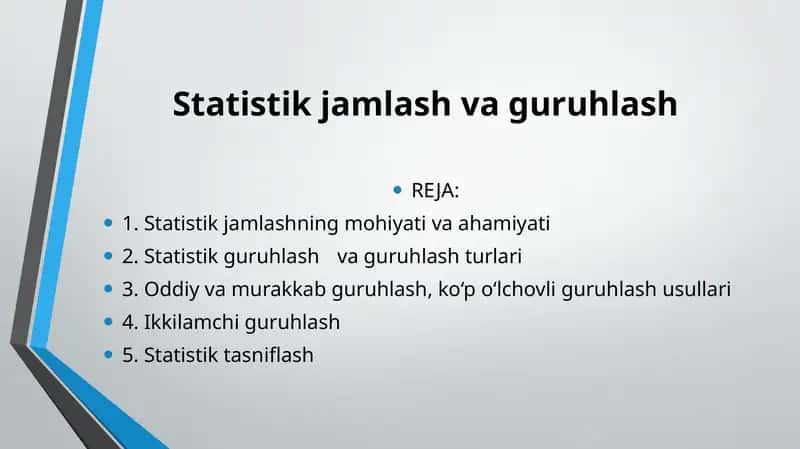 Statistik jamlash va guruhlash 1
