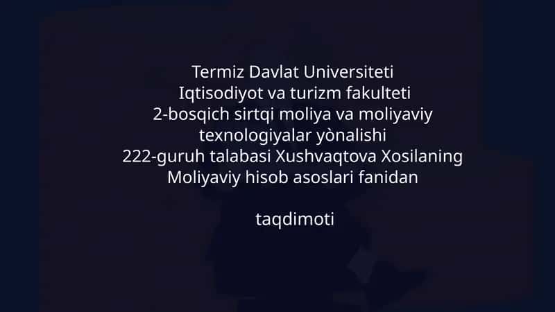 Moliyaviy hisob 1