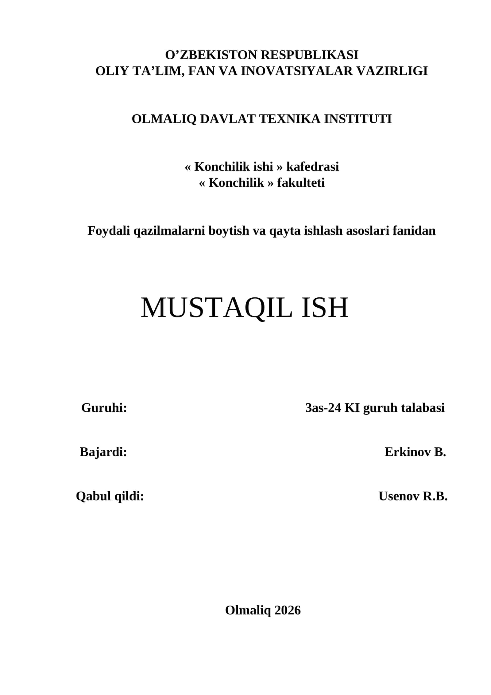 Konchilik ishi 1