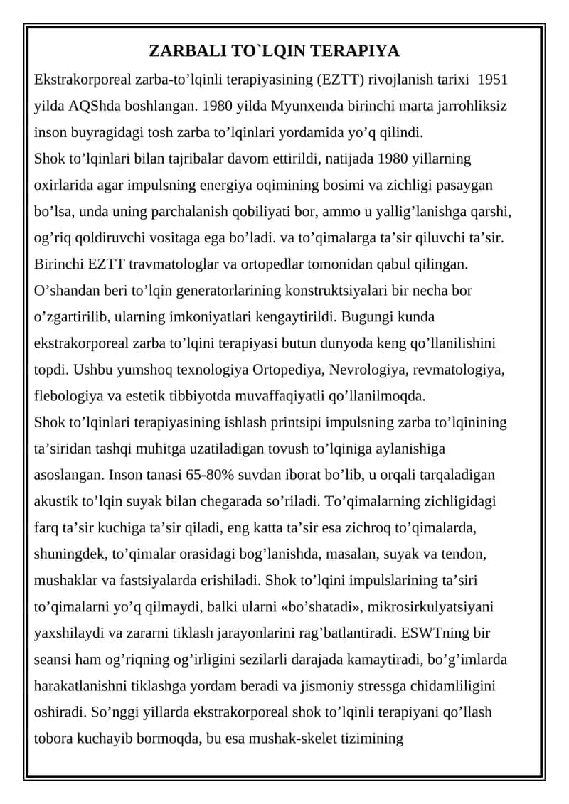 Zarbali To`lqin Terapiya 1