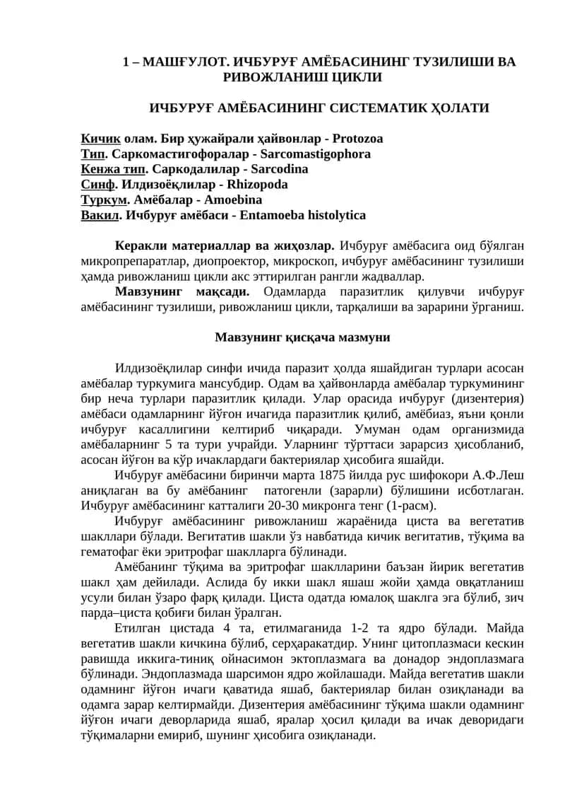 Ичбуруғ амёбаси 1