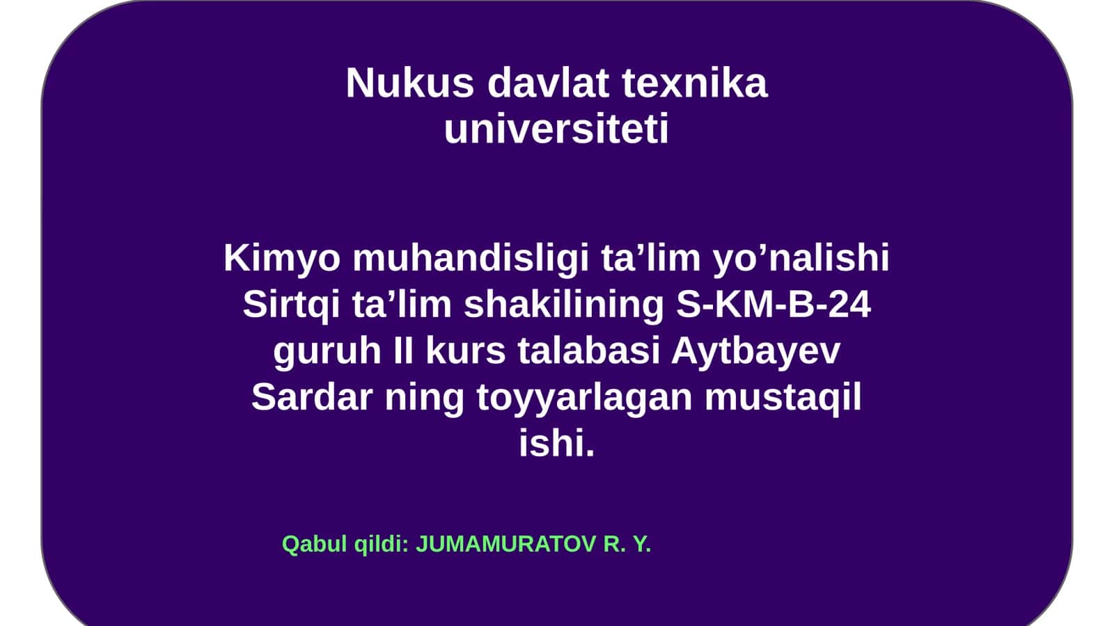Kimyomuhandisligi ta'lim 1