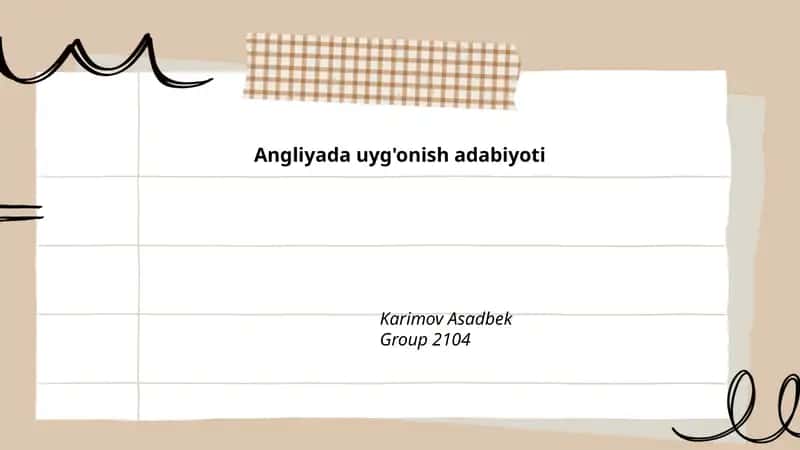 Angliya Uyg'onish adabiyoti 1