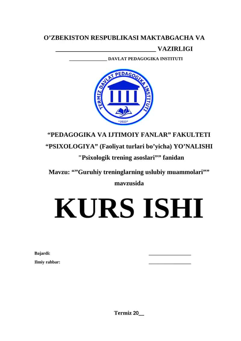 Guruhiy treninglarning uslubiy muammolari 1