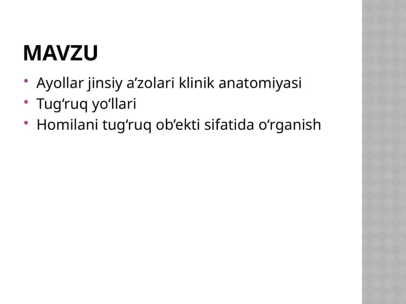 Tug'ruq anatomiyasi 1