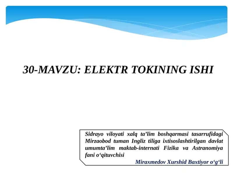ELEKTR TOKINING ISHI 1