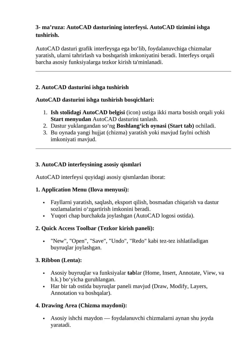 AutoCAD dasturi 1