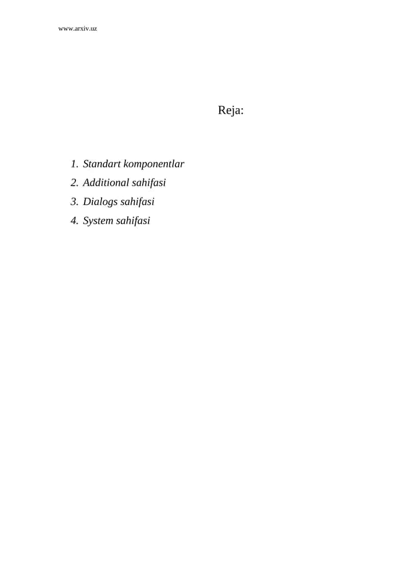 Standart Komponentlar to`plami 1