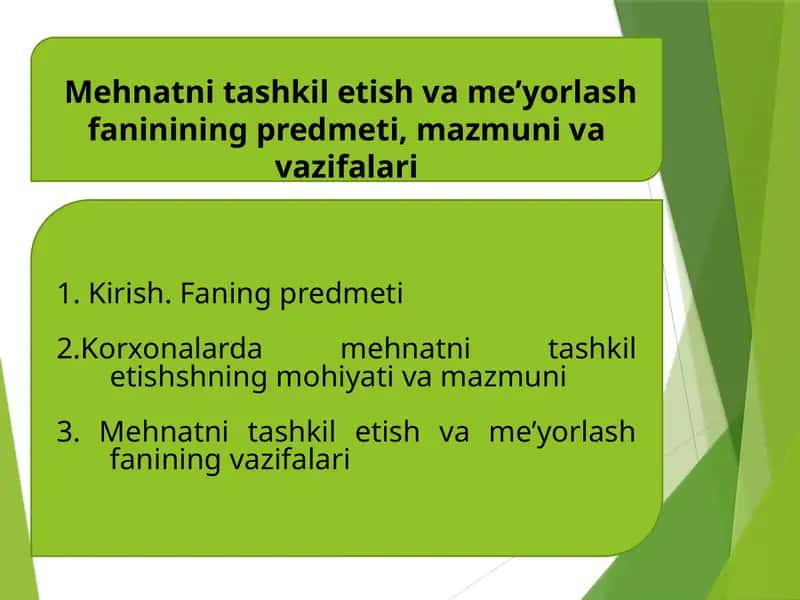 Mehnatni tashkil etish va me'yorlash 1