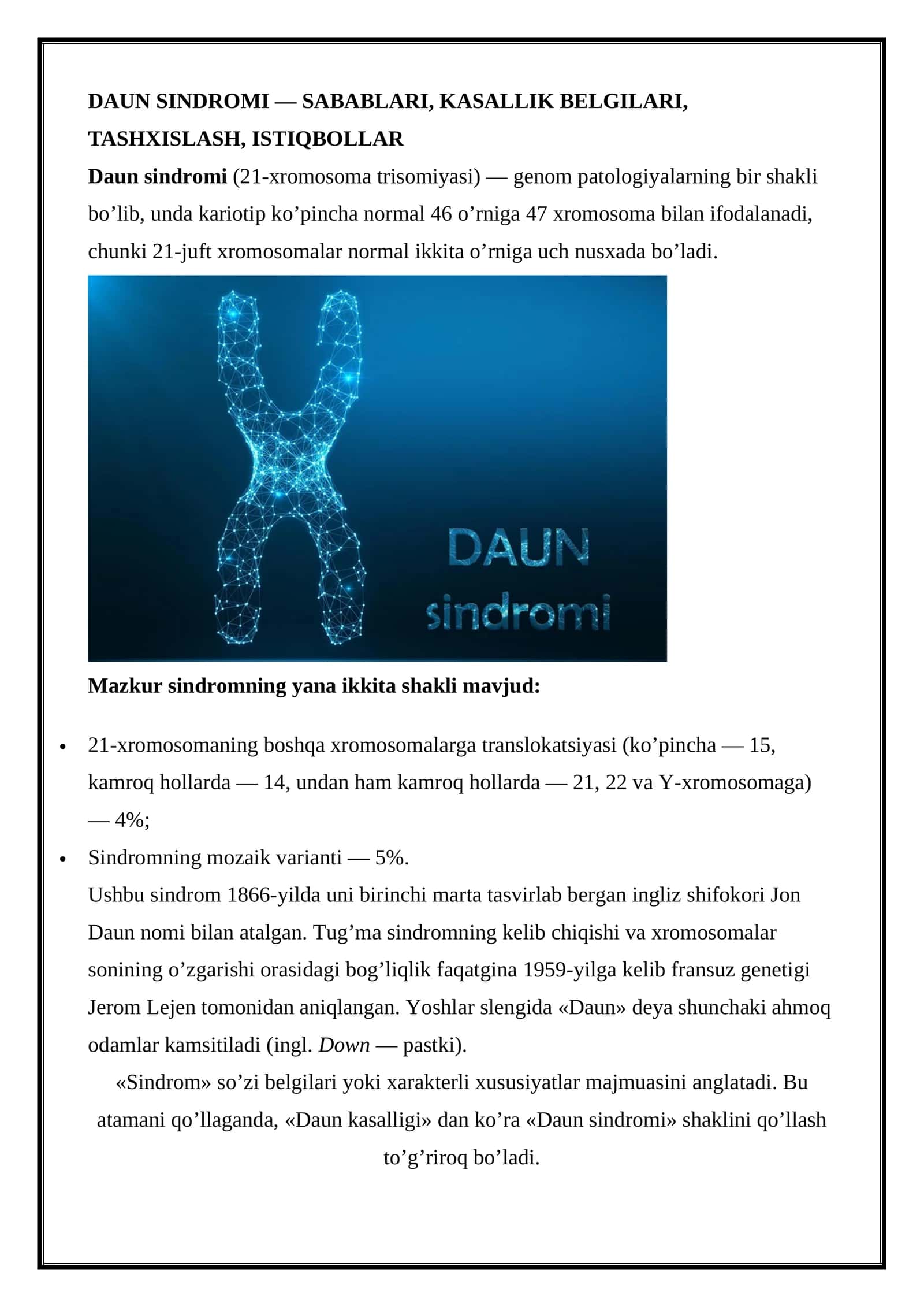 DAUN SINDROMI 1