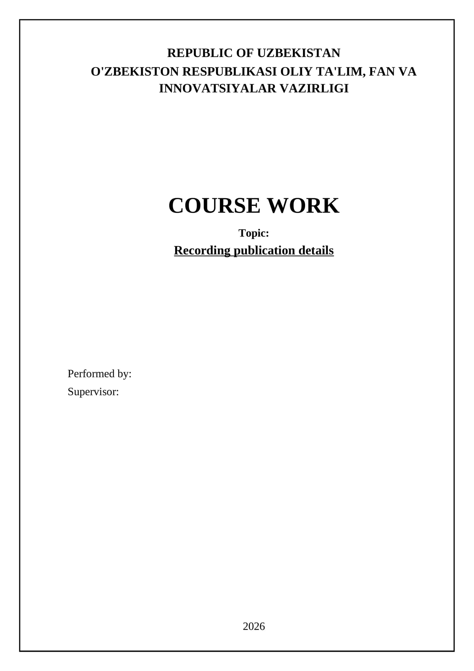 Recording publication details 1