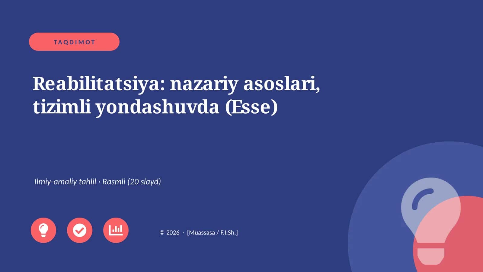Reabilitatsiya: nazariy asoslari, tizimli yondashuvda (Esse) 1