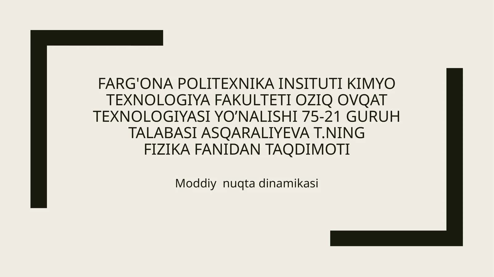 Moddiy nuqta dinamikasi 1