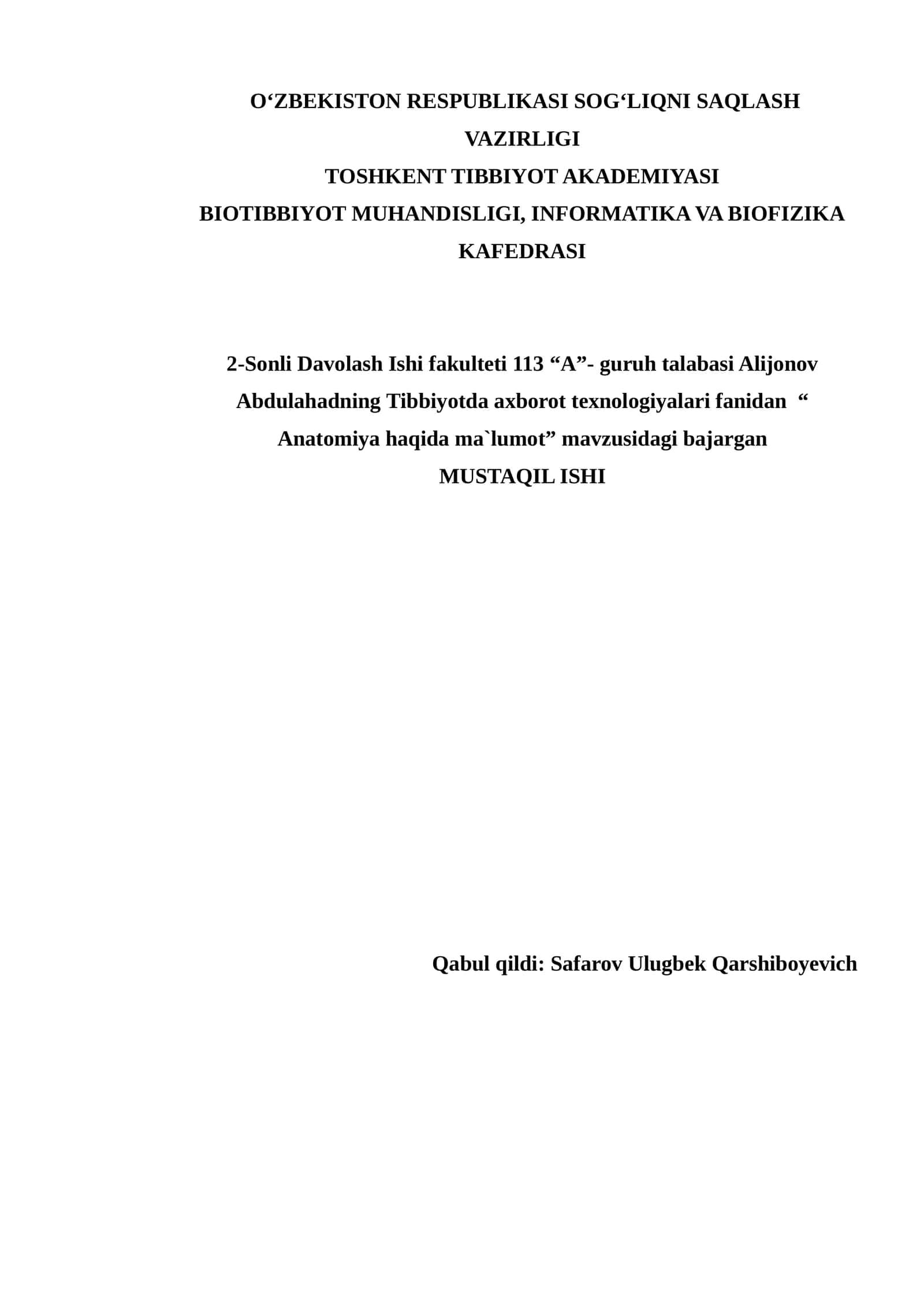 Anatomiya haqida ma`lumot 1