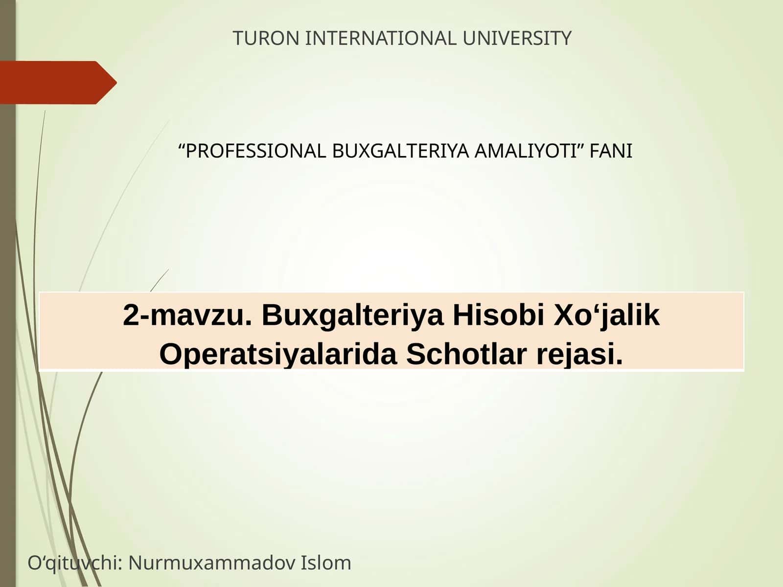 Buxgalteriya Hisobi Xo‘jalik Operatsiyalarida Schotlar rejasi 1