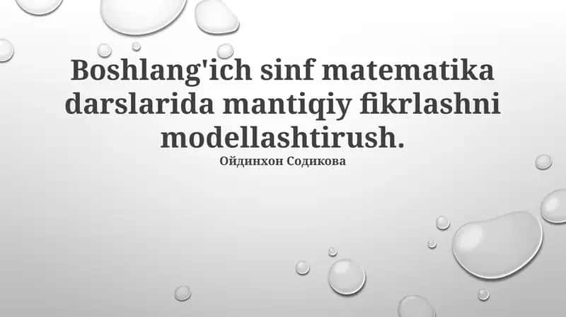 Boshlang'ich sinf matematika darslari 1