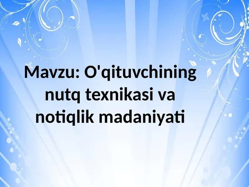 Nutq texnikasi va notiqlik madaniyati 1