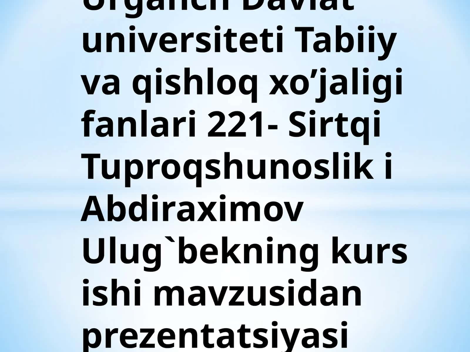 Agrokimyo fanining maqsadi va vazifalari 1