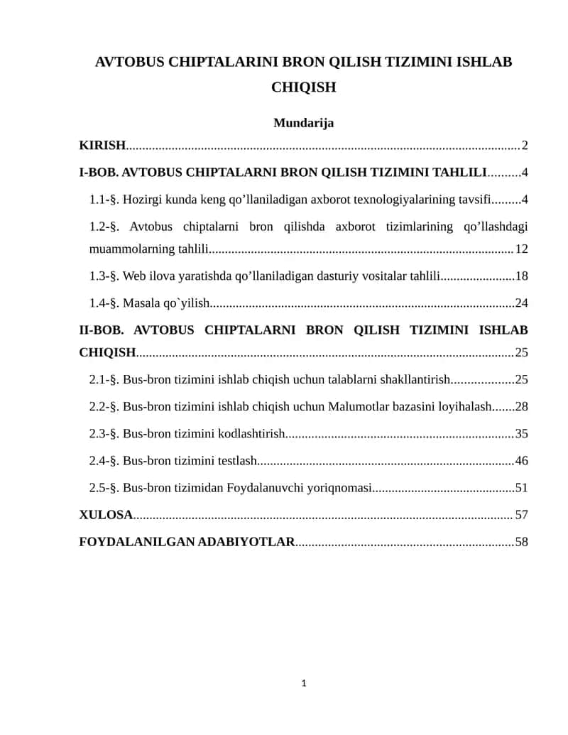 AVTOBUS CHIPTALARINI BRON QILISH TIZIMINI ISHLAB CHIQISH 1